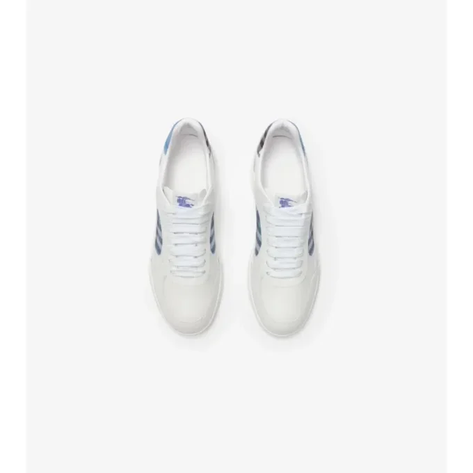 Sneakers in pelle e tessuto a quadri 