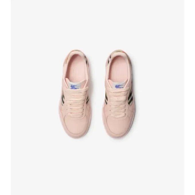 Sneakers in pelle e tessuto a quadri 