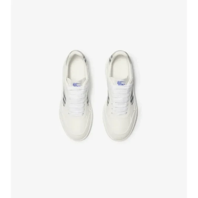 Sneakers in pelle e tessuto a quadri 