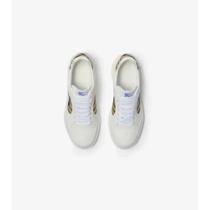 Sneakers in pelle e tessuto a quadri 
