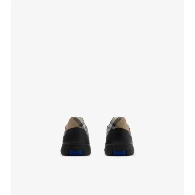 Sneakers in pelle e tessuto a quadri 