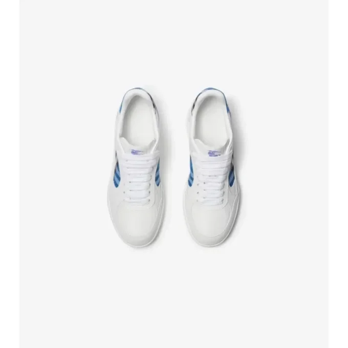 Sneakers in pelle e tessuto a quadri 