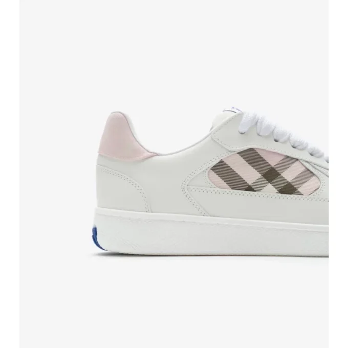 Sneakers in pelle e tessuto a quadri 