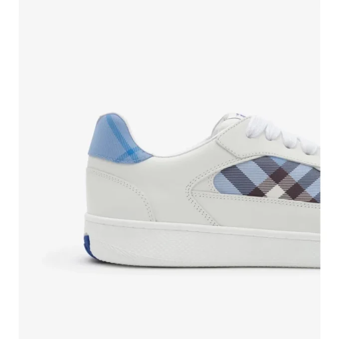 Sneakers in pelle e tessuto a quadri 