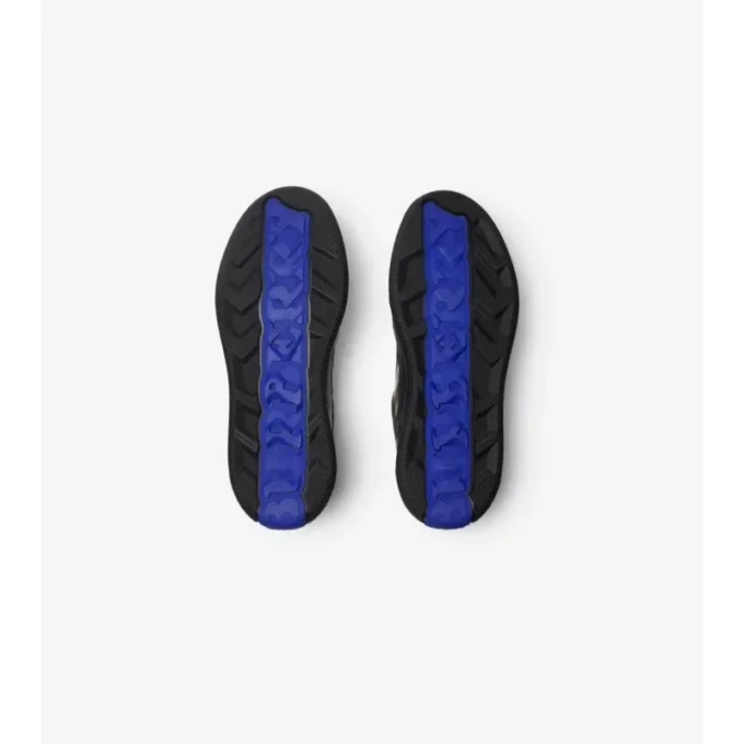 Sneakers in pelle e tessuto a quadri 