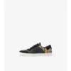 Sneakers in pelle, pelle scamosciata e motivo a quadri