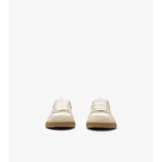 Sneakers in pelle, pelle scamosciata e tessuto a quadri