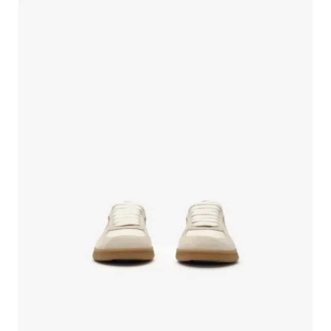 Sneakers in pelle, pelle scamosciata e tessuto a quadri