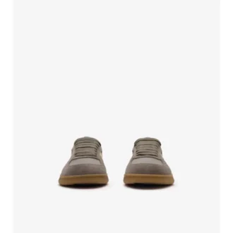 Sneakers in pelle, pelle scamosciata e tessuto a quadri