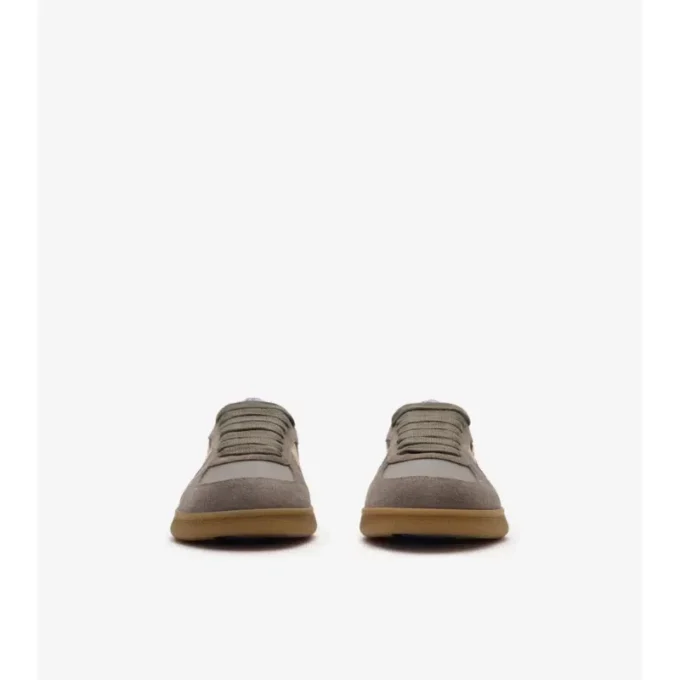 Sneakers in pelle, pelle scamosciata e tessuto a quadri