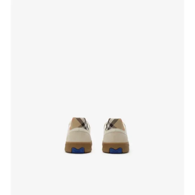 Sneakers in pelle, pelle scamosciata e tessuto a quadri