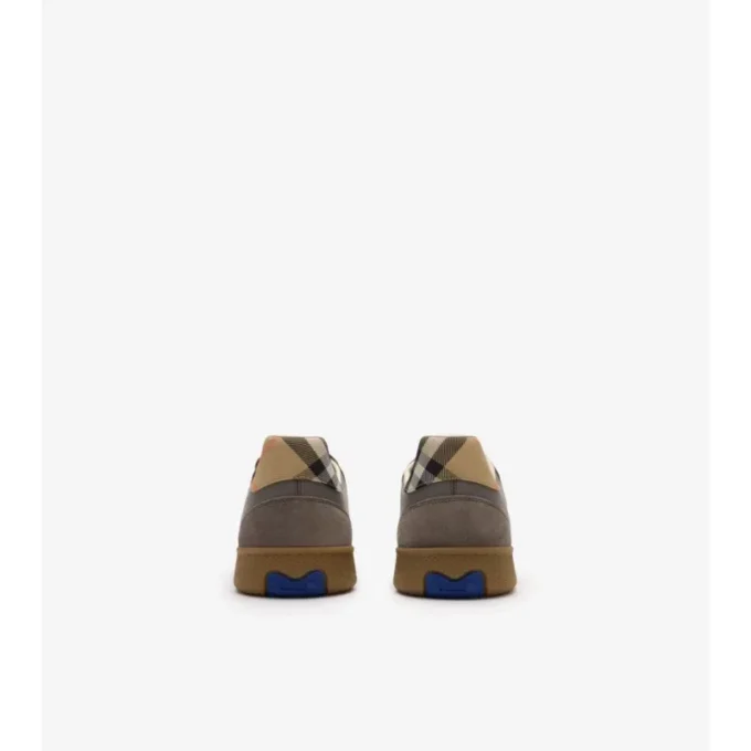 Sneakers in pelle, pelle scamosciata e tessuto a quadri
