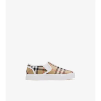 Sneakers slip-on in cotone a quadri