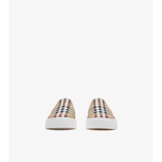 Sneakers slip-on in cotone a quadri