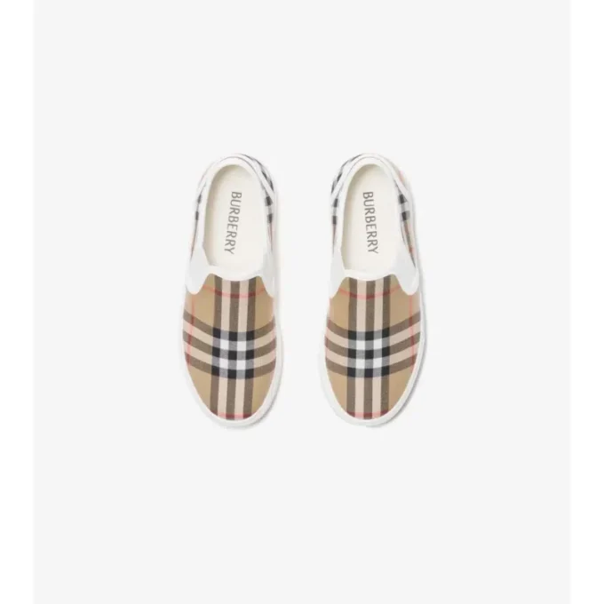 Sneakers slip-on in cotone a quadri