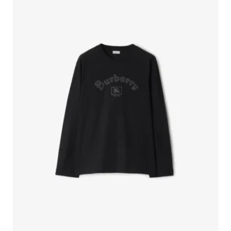 T-shirt a maniche lunghe in cotone con logo gotico