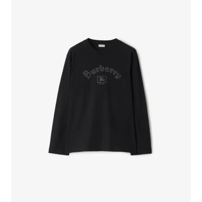 T-shirt a maniche lunghe in cotone con logo gotico