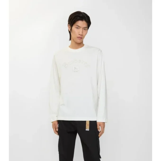 T-shirt a maniche lunghe in cotone con logo gotico