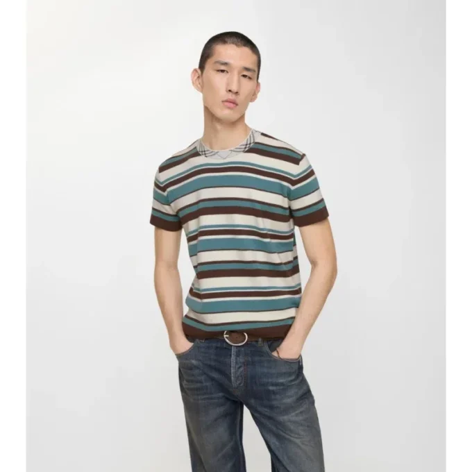T-shirt a righe in misto lana