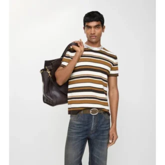 T-shirt a righe in misto lana