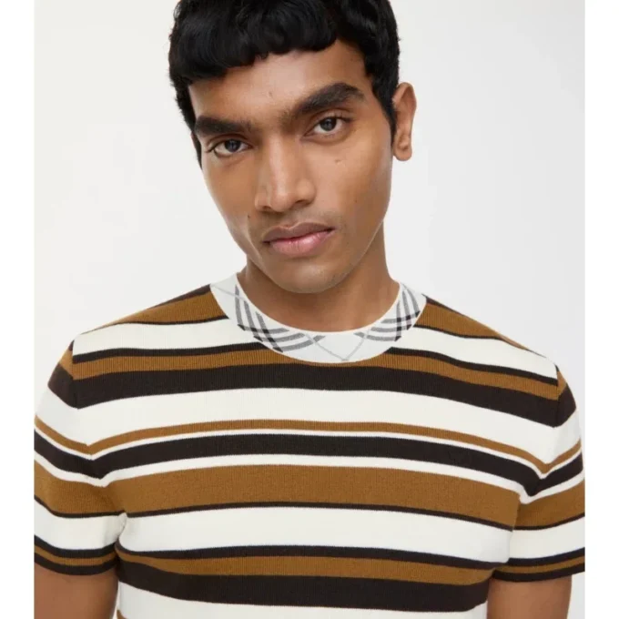 T-shirt a righe in misto lana