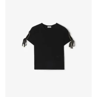 T-shirt corta in cotone con maniche annodate