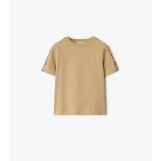 T-shirt in cotone con bordi a quadri