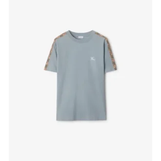 T-shirt in cotone con bordi a quadri