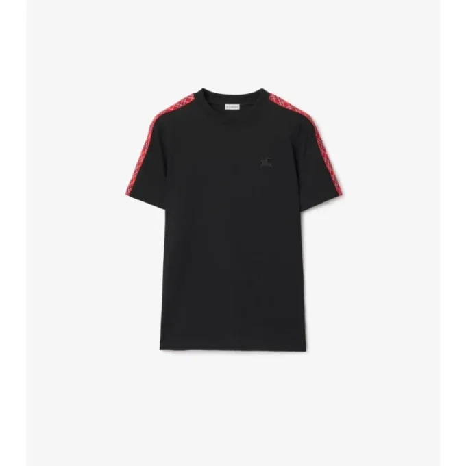 T-shirt in cotone con bordi a quadri