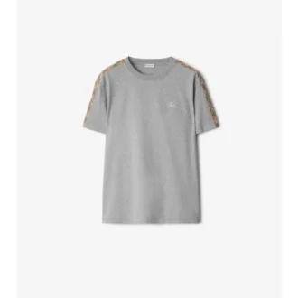 T-shirt in cotone con bordi a quadri