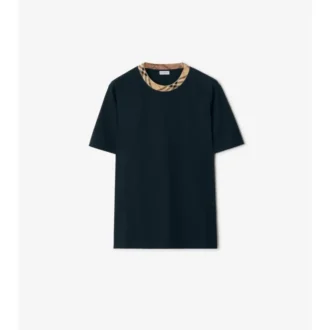 T-shirt in cotone con bordi a quadri
