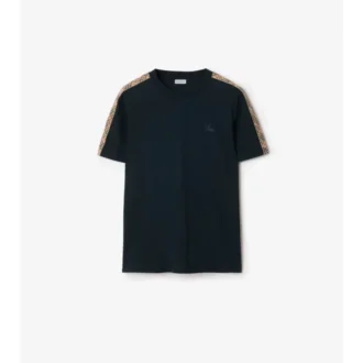 T-shirt in cotone con bordi a quadri