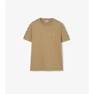 T-shirt in cotone con bordi a quadri