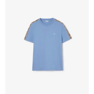 T-shirt in cotone con bordi a quadri