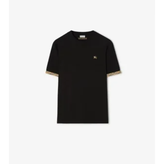 T-shirt in cotone con bordi a quadri
