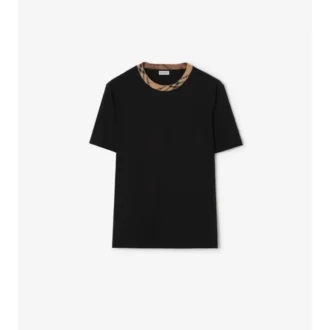 T-shirt in cotone con bordi a quadri