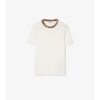 T-shirt in cotone con bordi a quadri