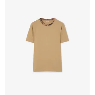 T-shirt in cotone con bordi a quadri
