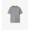 T-shirt in cotone con bordi a quadri