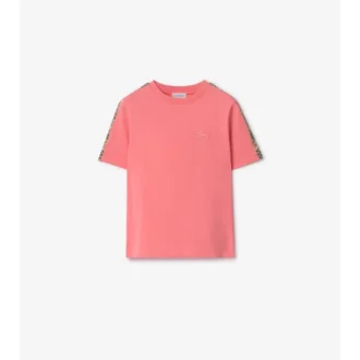 T-shirt in cotone con bordi a quadri