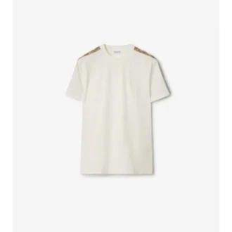 T-shirt in cotone con bordi a quadri