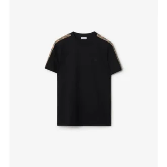 T-shirt in cotone con bordi a quadri