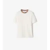 T-shirt in cotone con bordi a quadri