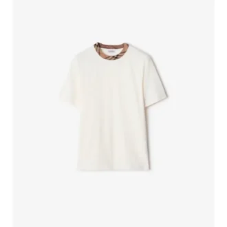 T-shirt in cotone con bordi a quadri