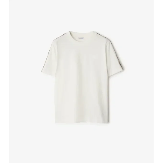 T-shirt in cotone con bordi a quadri