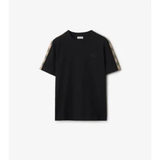 T-shirt in cotone con bordi a quadri