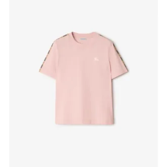 T-shirt in cotone con bordi a quadri