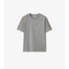 T-shirt in cotone con bordi a quadri