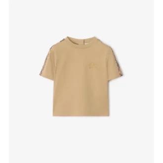 T-shirt in cotone con bordi a quadri