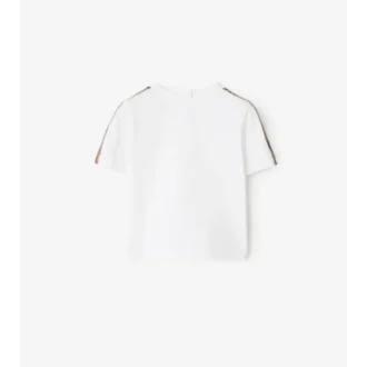 T-shirt in cotone con bordi a quadri
